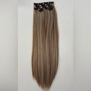Light Brown With Light Blonde highlights Hair Extensions 24 in - Human blend